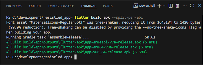 Pantalla del terminal