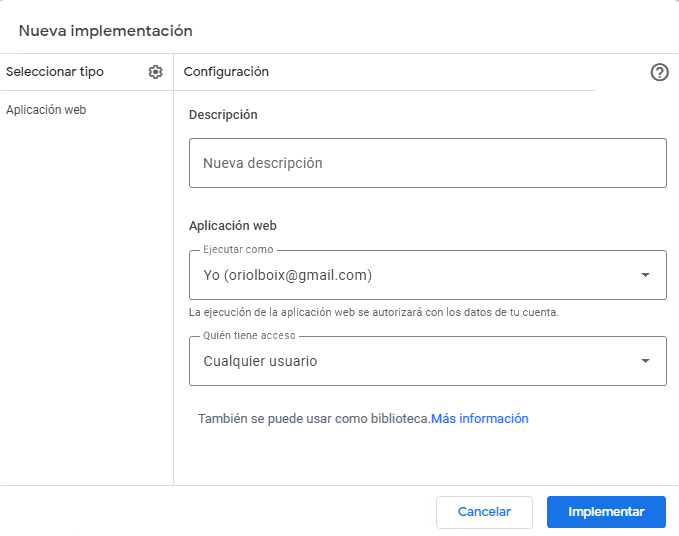 Nueva implementaci&oacute;n